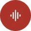 Microphone icon on red background.