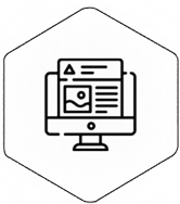 Icon of computer with website design_elements.